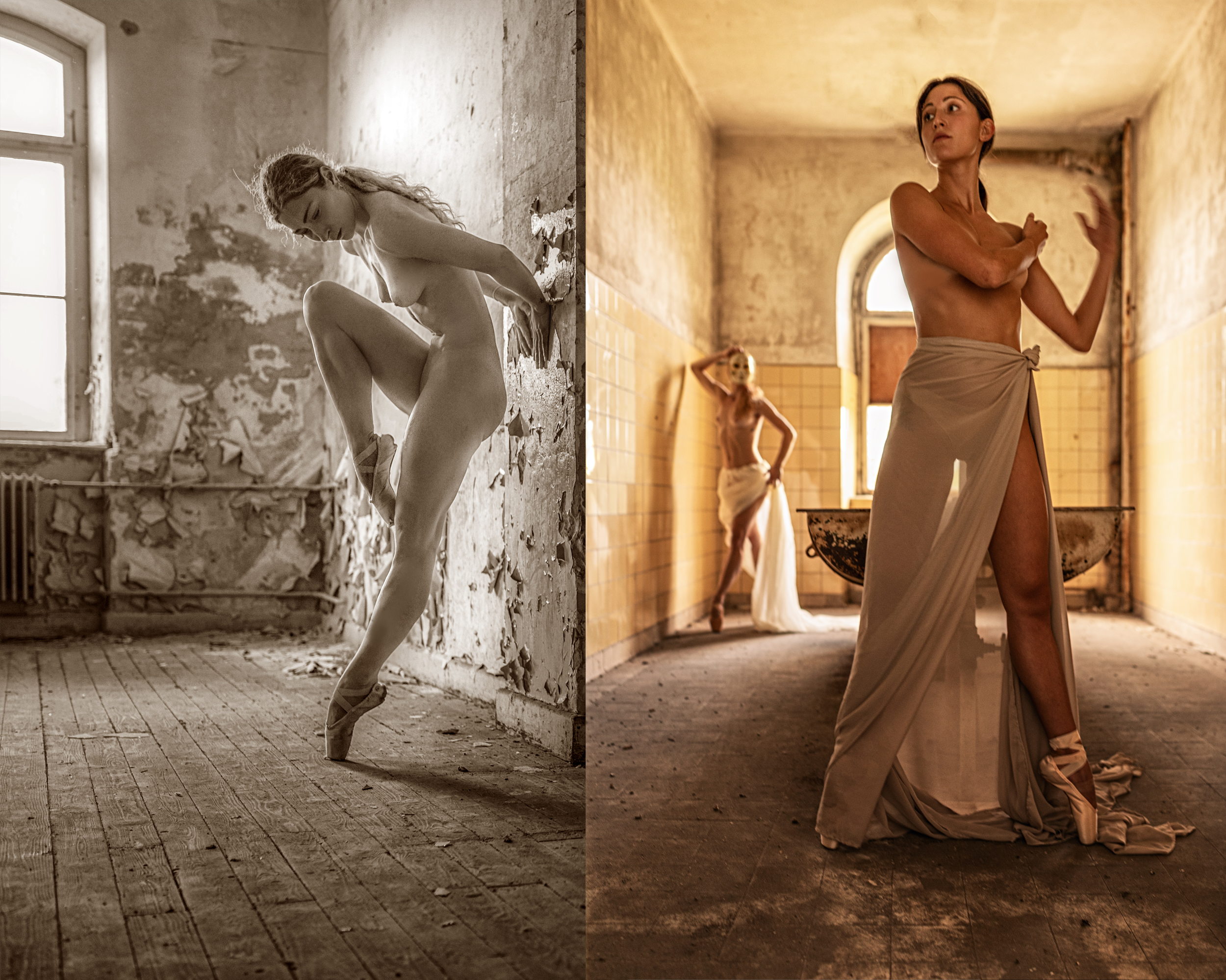 Feuerwerk von Licht und Bodies - Tanz, Bewegung - skulpturaler Akt - Anmut und Emotionen - 2 Models - Camilla Orlandi  und Camilla Marcatti  - zwei Profis    
